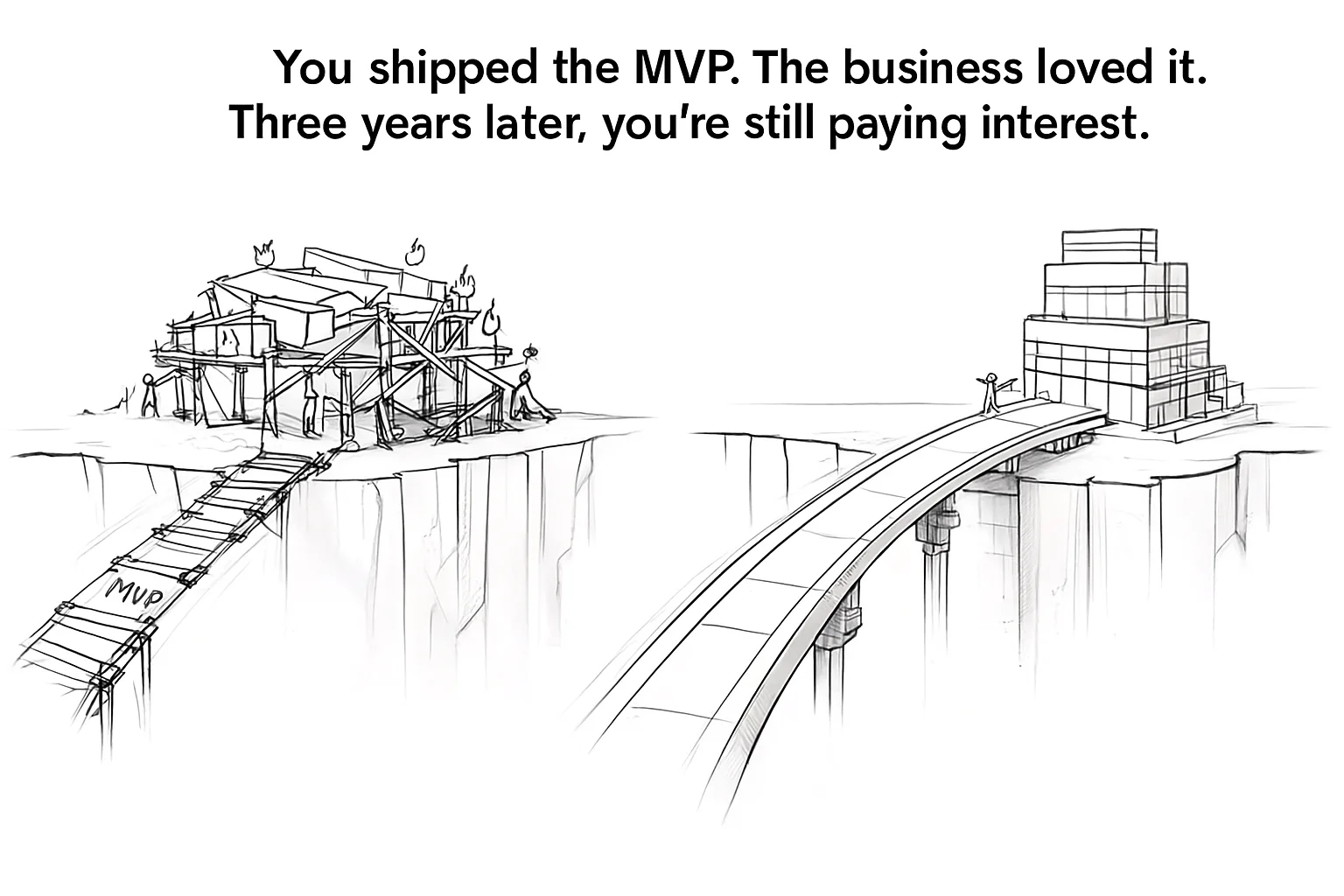 MVP technical debt trap - hidden interest rates on quick launches